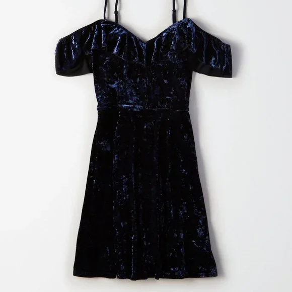 american eagle blue velvet dress Ivy Blu Dress
